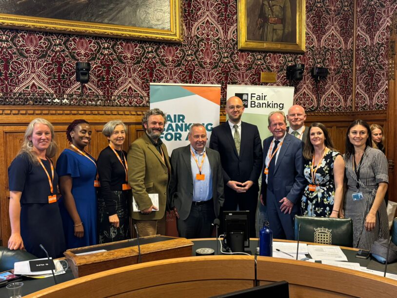 Michael Sheen and campaigners at Westminster